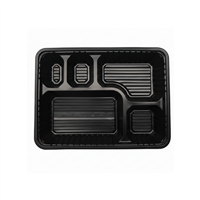 กล่องเบนโตะ 5 ช่องสีดำ (เฉพาะกล่อง) ขนาด 170x240xH45 มม. (100 ชิ้น/แพ็ค)